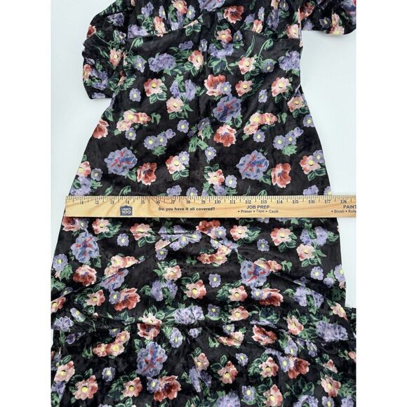 ASOS Maxi Dress Floral Black Velvet Short Sleeve  Keyhole Back Grunge Gown Sz 2 - Picture 9 of 10